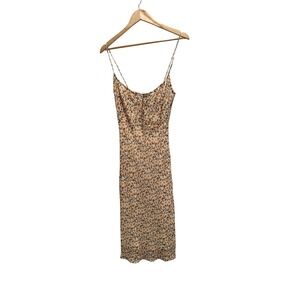 Sundae Muse Floral Midi Dress Yellow Sleeveless Sun Dress XS Garden Party Summer